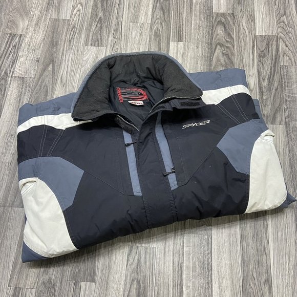SPYDER Full Zip Up White/Black/Grey Windbreaker Jacket Men's Size XL